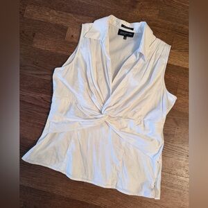 Jones New York White Twist Front Blouse
